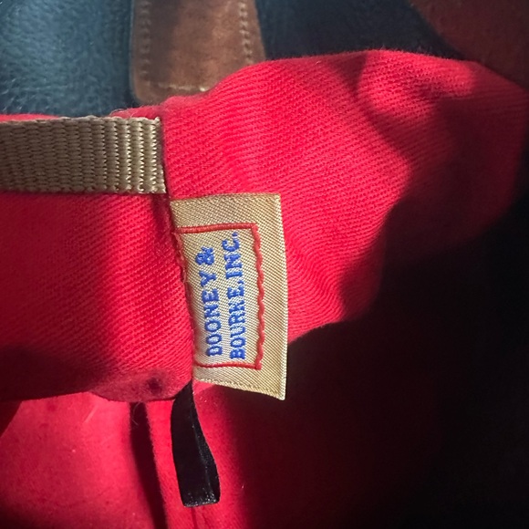 Dooney & Bourke black & brown leather shoulder bag with gold “C” ring/clasp. - Picture 6 of 13